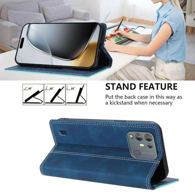 For Blackview A55 Pro Skin Feel Two-tone RFID Blocking Vegan Leather Phone Case(Light Green)
