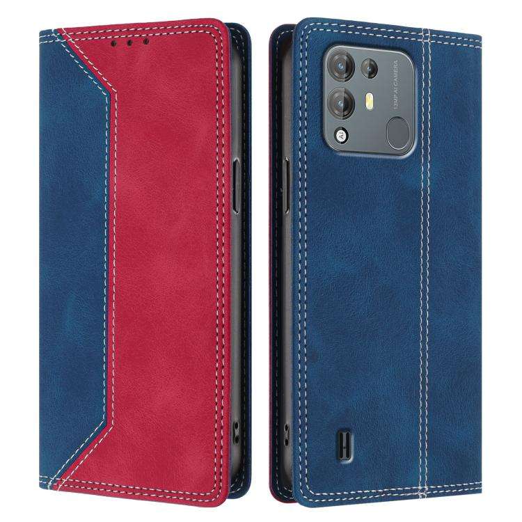 For Blackview A55 Pro Skin Feel Two-tone RFID Blocking Vegan Leather Phone Case(Red)