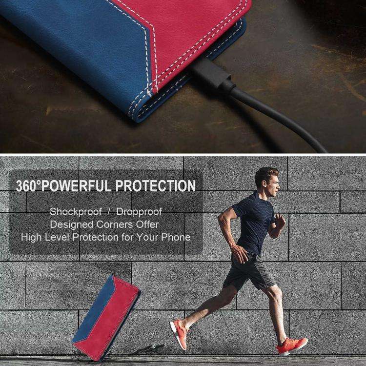 For Blackview A55 Pro Skin Feel Two-tone RFID Blocking Vegan Leather Phone Case(Red)