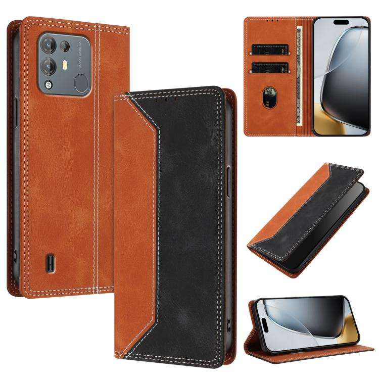For Blackview A55 Pro Skin Feel Two-tone RFID Blocking Vegan Leather Phone Case(Black)