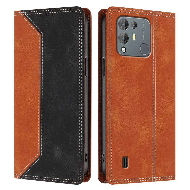 For Blackview A55 Pro Skin Feel Two-tone RFID Blocking Vegan Leather Phone Case(Black)