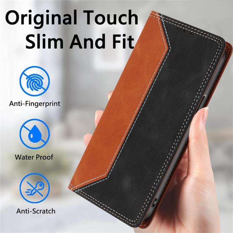 For Blackview A55 Pro Skin Feel Two-tone RFID Blocking Vegan Leather Phone Case(Black)