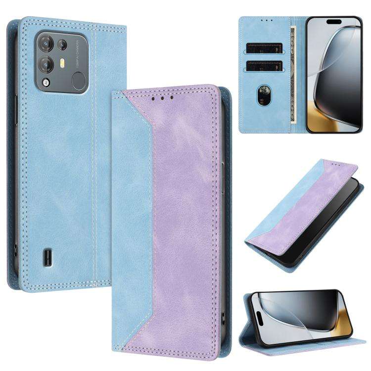 For Blackview A55 Pro Skin Feel Two-tone RFID Blocking Vegan Leather Phone Case(Purple)