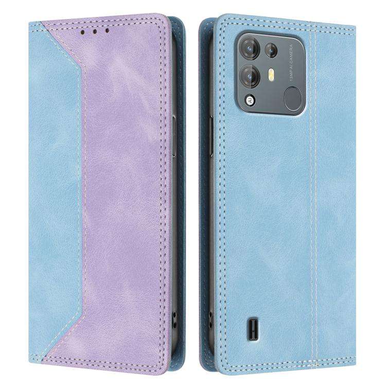 For Blackview A55 Pro Skin Feel Two-tone RFID Blocking Vegan Leather Phone Case(Purple)