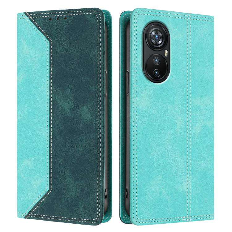 For Blackview A200 Pro Skin Feel Two-tone RFID Blocking Vegan Leather Phone Case(Dark Green)
