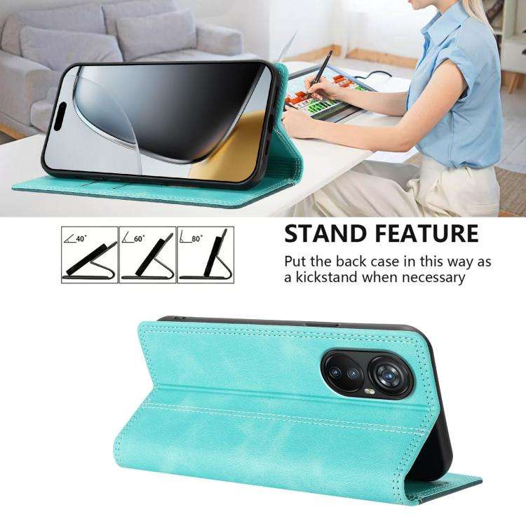 For Blackview A200 Pro Skin Feel Two-tone RFID Blocking Vegan Leather Phone Case(Dark Green)