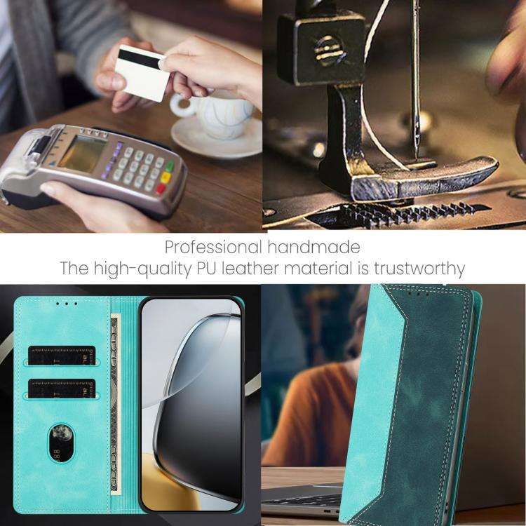 For Blackview A200 Pro Skin Feel Two-tone RFID Blocking Vegan Leather Phone Case(Dark Green)