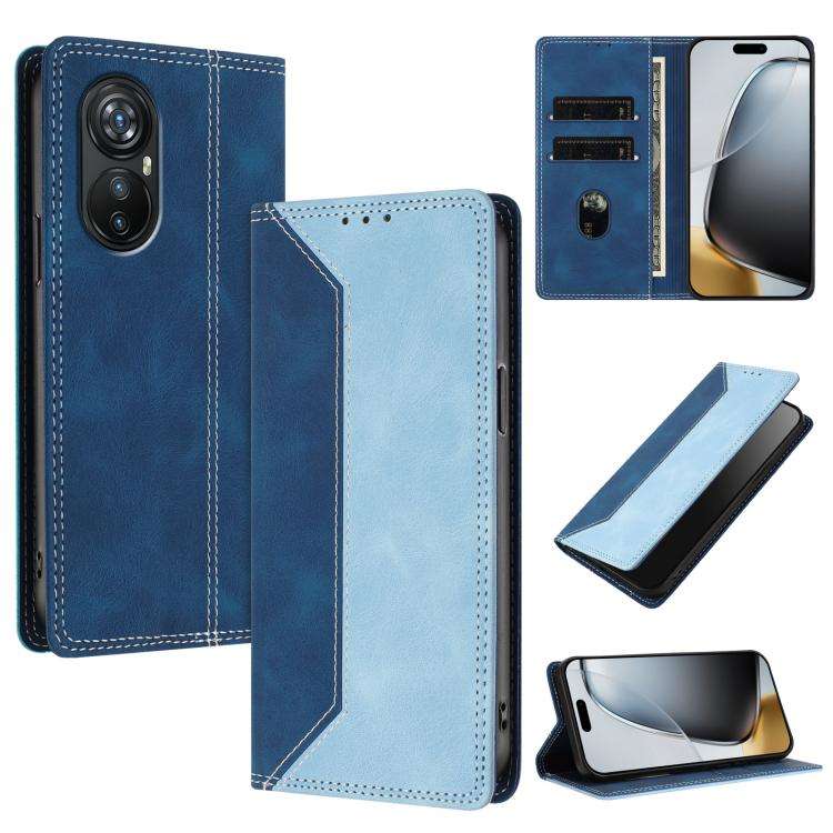 For Blackview A200 Pro Skin Feel Two-tone RFID Blocking Vegan Leather Phone Case(Light Blue)