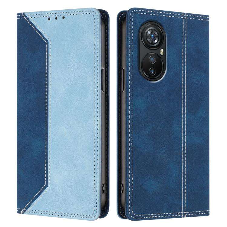 For Blackview A200 Pro Skin Feel Two-tone RFID Blocking Vegan Leather Phone Case(Light Blue)