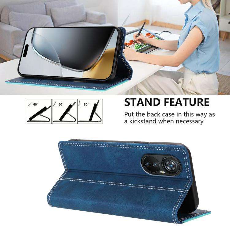 For Blackview A200 Pro Skin Feel Two-tone RFID Blocking Vegan Leather Phone Case(Light Green)