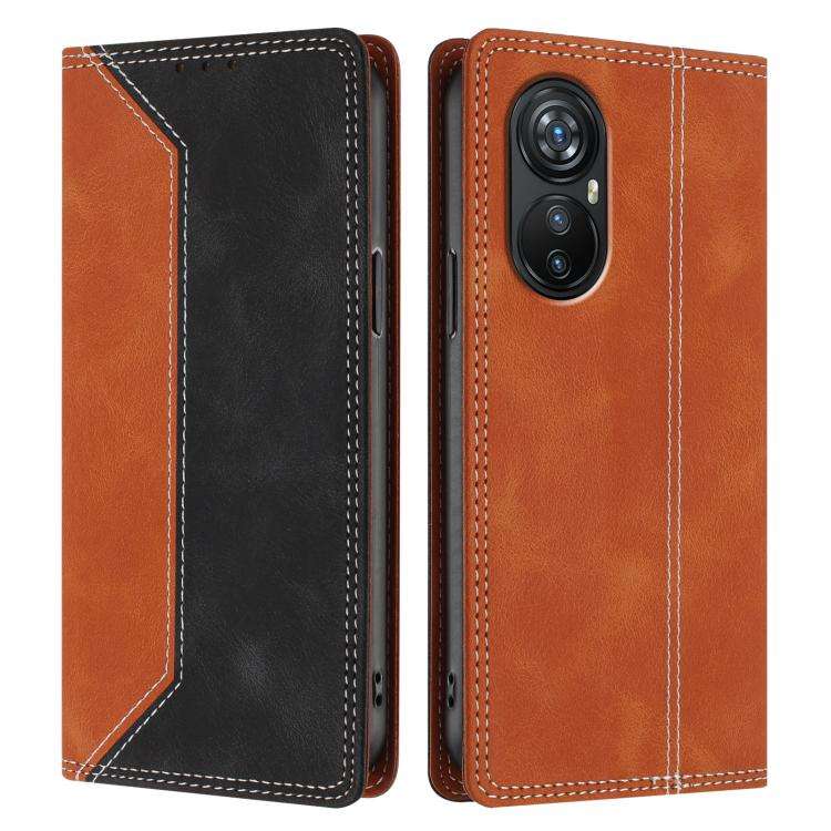 For Blackview A200 Pro Skin Feel Two-tone RFID Blocking Vegan Leather Phone Case(Black)