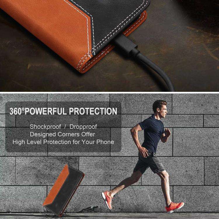 For Blackview A200 Pro Skin Feel Two-tone RFID Blocking Vegan Leather Phone Case(Black)