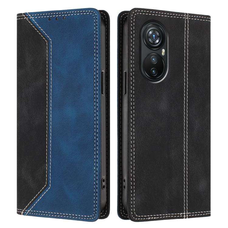 For Blackview A200 Pro Skin Feel Two-tone RFID Blocking Vegan Leather Phone Case(Blue)