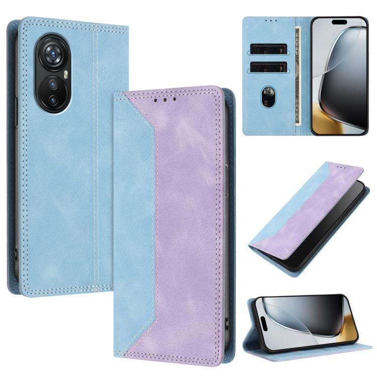 For Blackview A200 Pro Skin Feel Two-tone RFID Blocking Vegan Leather Phone Case(Purple)