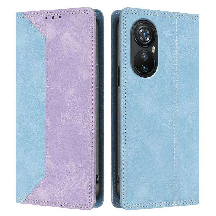 For Blackview A200 Pro Skin Feel Two-tone RFID Blocking Vegan Leather Phone Case(Purple)