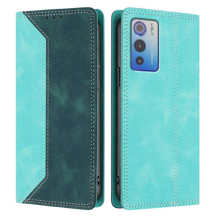 For Doogee N60 Pro Skin Feel Two-tone RFID Blocking Vegan Leather Phone Case(Dark Green)