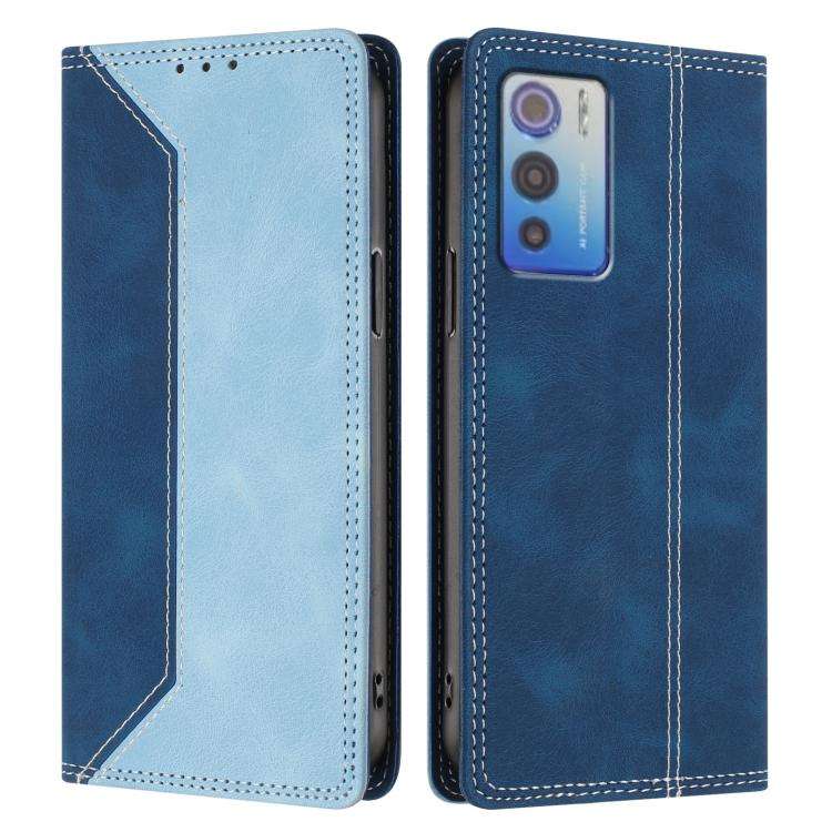 For Doogee N60 Pro Skin Feel Two-tone RFID Blocking Vegan Leather Phone Case(Light Blue)