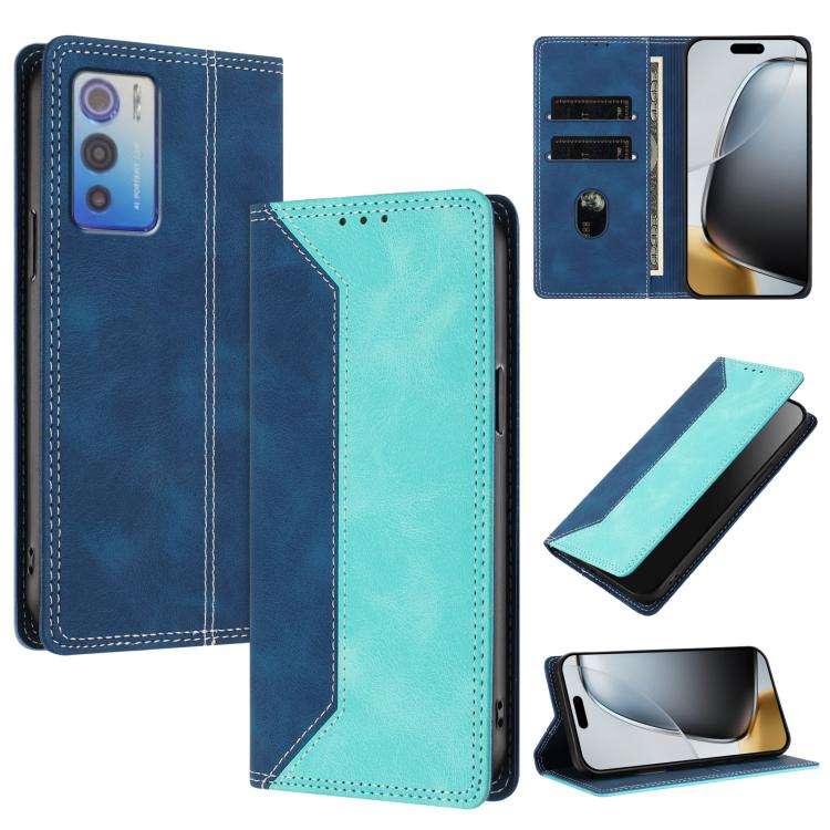 For Doogee N60 Pro Skin Feel Two-tone RFID Blocking Vegan Leather Phone Case(Light Green)