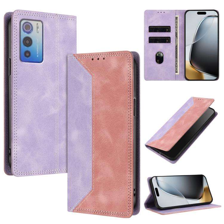 For Doogee N60 Pro Skin Feel Two-tone RFID Blocking Vegan Leather Phone Case(Pink)