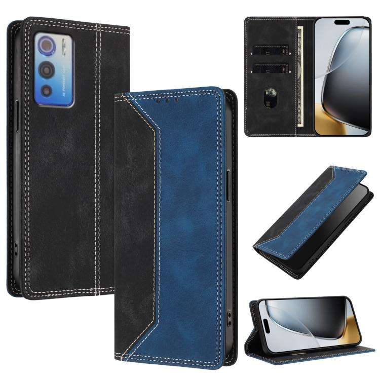 For Doogee N60 Pro Skin Feel Two-tone RFID Blocking Vegan Leather Phone Case(Blue)