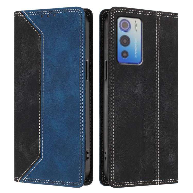 For Doogee N60 Pro Skin Feel Two-tone RFID Blocking Vegan Leather Phone Case(Blue)