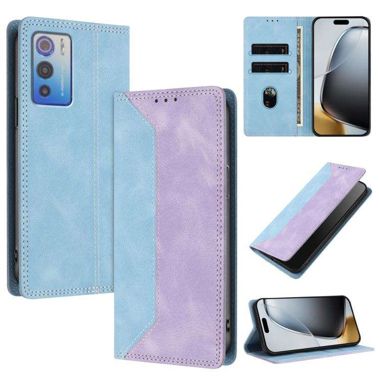 For Doogee N60 Pro Skin Feel Two-tone RFID Blocking Vegan Leather Phone Case(Purple)
