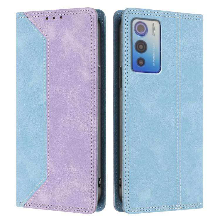 For Doogee N60 Pro Skin Feel Two-tone RFID Blocking Vegan Leather Phone Case(Purple)