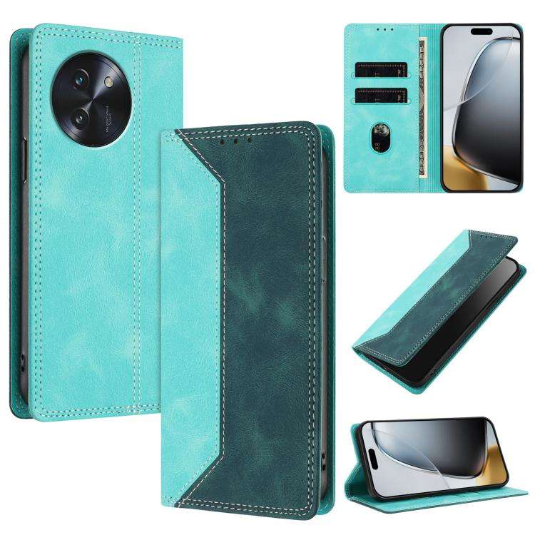 For Doogee Note 59 / 59 Pro Skin Feel Two-tone RFID Blocking Vegan Leather Phone Case(Dark Green)