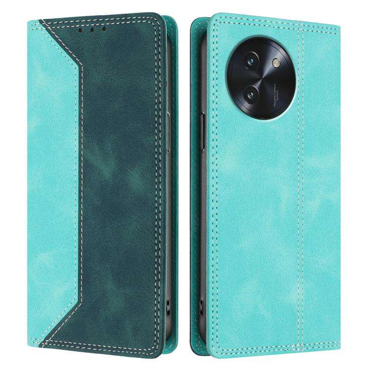 For Doogee Note 59 / 59 Pro Skin Feel Two-tone RFID Blocking Vegan Leather Phone Case(Dark Green)