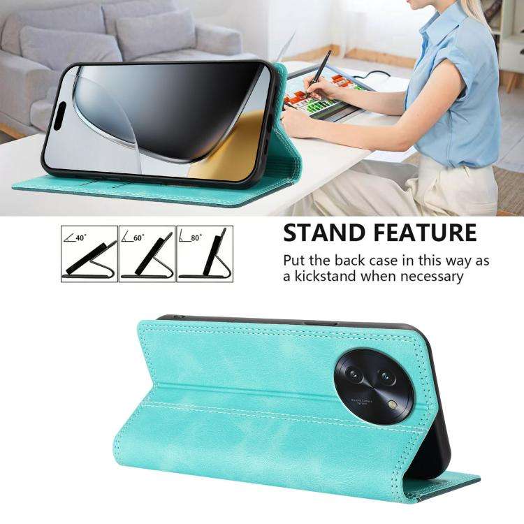 For Doogee Note 59 / 59 Pro Skin Feel Two-tone RFID Blocking Vegan Leather Phone Case(Dark Green)