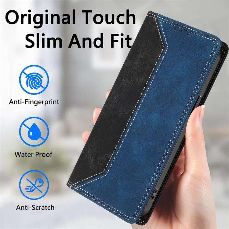For Doogee Note 59 / 59 Pro Skin Feel Two-tone RFID Blocking Vegan Leather Phone Case(Blue)