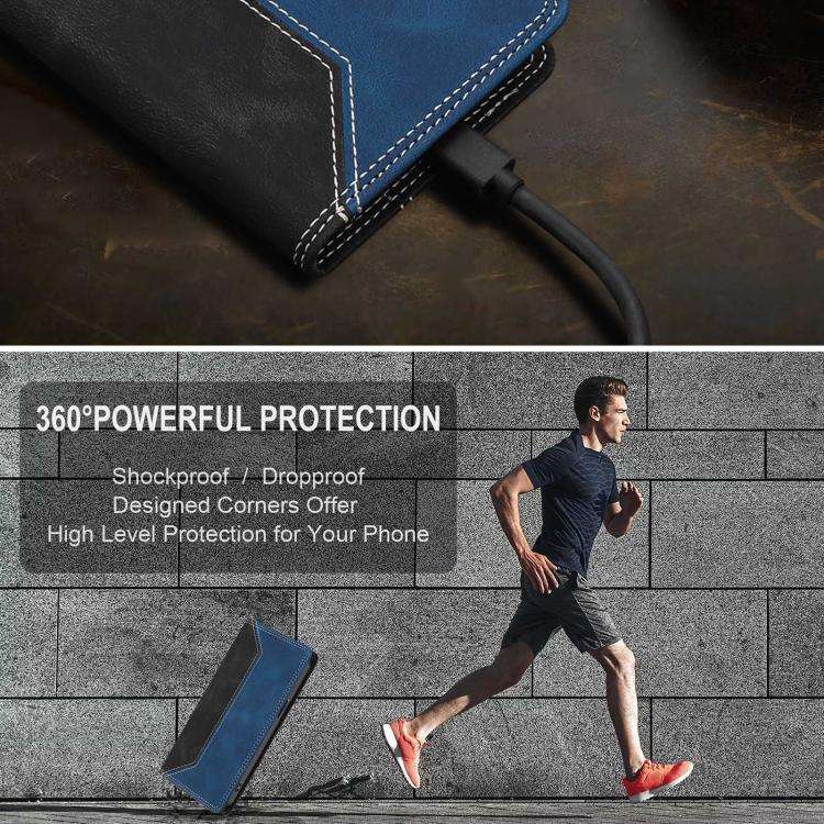 For Doogee Note 59 / 59 Pro Skin Feel Two-tone RFID Blocking Vegan Leather Phone Case(Blue)