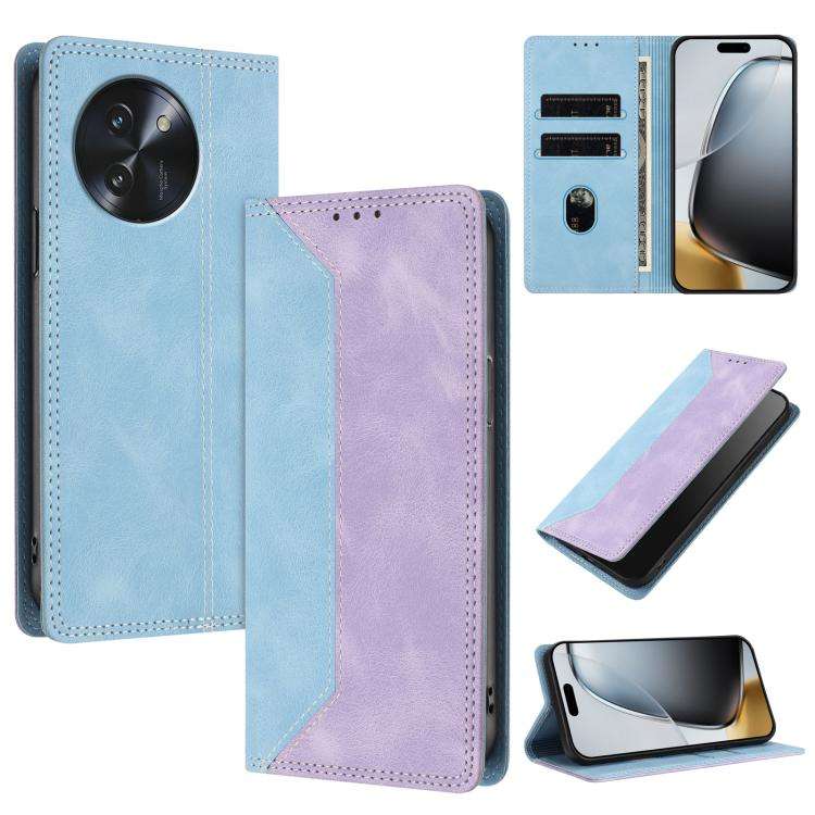 For Doogee Note 59 / 59 Pro Skin Feel Two-tone RFID Blocking Vegan Leather Phone Case(Purple)