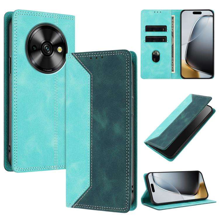For Oukitel C59 Pro Skin Feel Two-tone RFID Blocking Vegan Leather Phone Case(Dark Green)