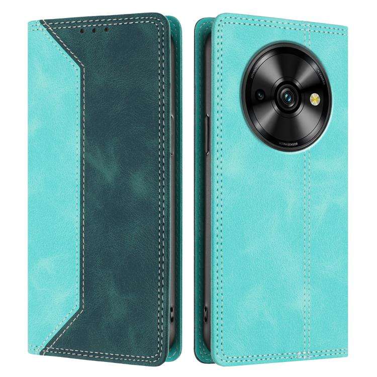 For Oukitel C59 Pro Skin Feel Two-tone RFID Blocking Vegan Leather Phone Case(Dark Green)
