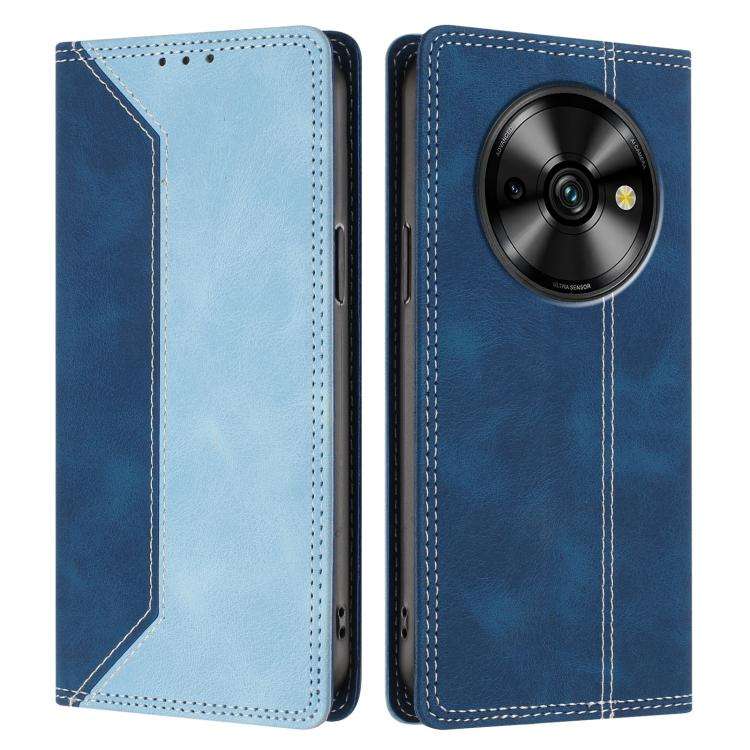 For Oukitel C59 Pro Skin Feel Two-tone RFID Blocking Vegan Leather Phone Case(Light Blue)