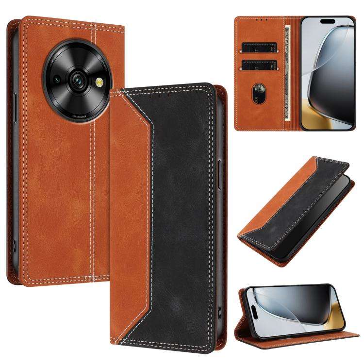 For Oukitel C59 Pro Skin Feel Two-tone RFID Blocking Vegan Leather Phone Case(Black)