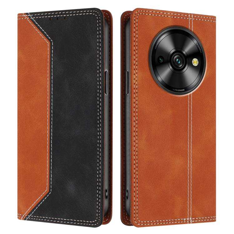 For Oukitel C59 Pro Skin Feel Two-tone RFID Blocking Vegan Leather Phone Case(Black)