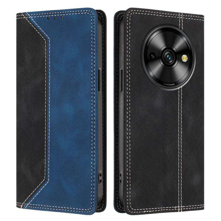 For Oukitel C59 Pro Skin Feel Two-tone RFID Blocking Vegan Leather Phone Case(Blue)