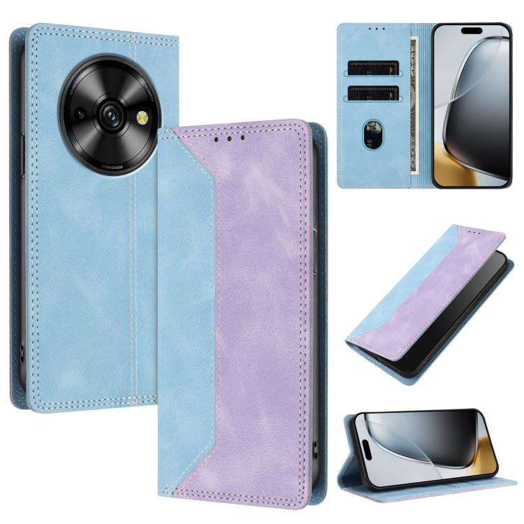 For Oukitel C59 Pro Skin Feel Two-tone RFID Blocking Vegan Leather Phone Case(Purple)