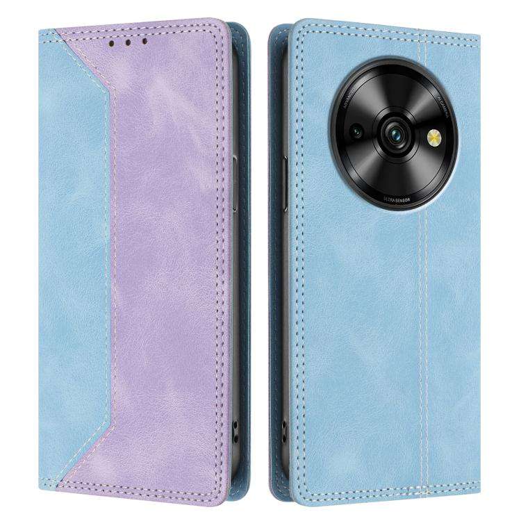 For Oukitel C59 Pro Skin Feel Two-tone RFID Blocking Vegan Leather Phone Case(Purple)