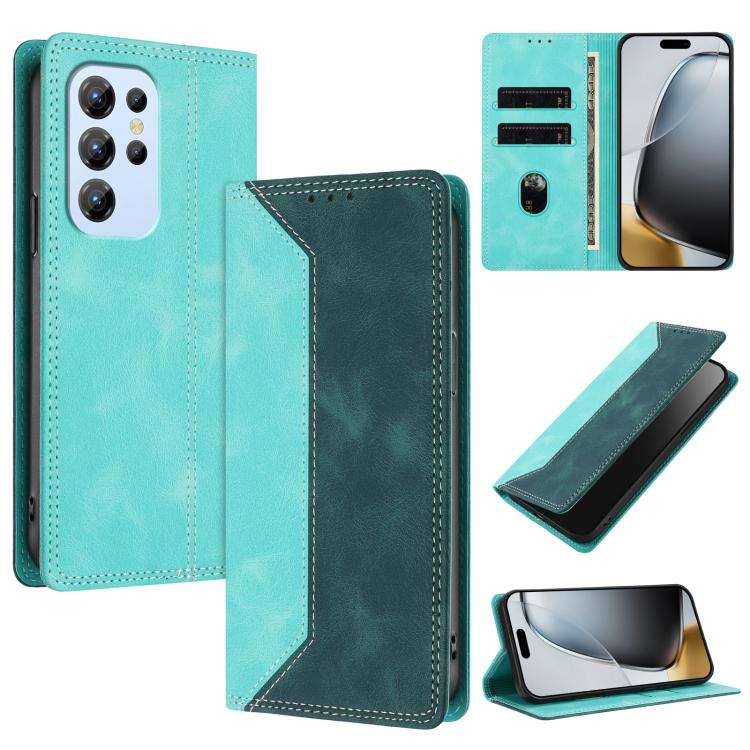 For Oukitel C1 / C1 Pro Skin Feel Two-tone RFID Blocking Vegan Leather Phone Case(Dark Green)