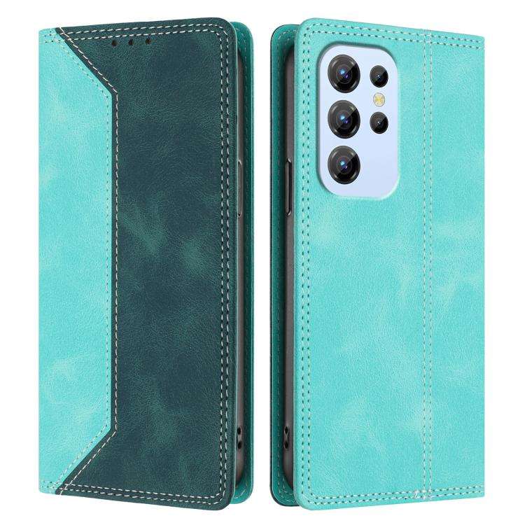 For Oukitel C1 / C1 Pro Skin Feel Two-tone RFID Blocking Vegan Leather Phone Case(Dark Green)