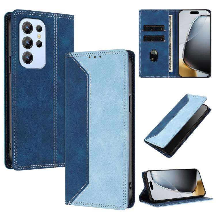 For Oukitel C1 / C1 Pro Skin Feel Two-tone RFID Blocking Vegan Leather Phone Case(Light Blue)