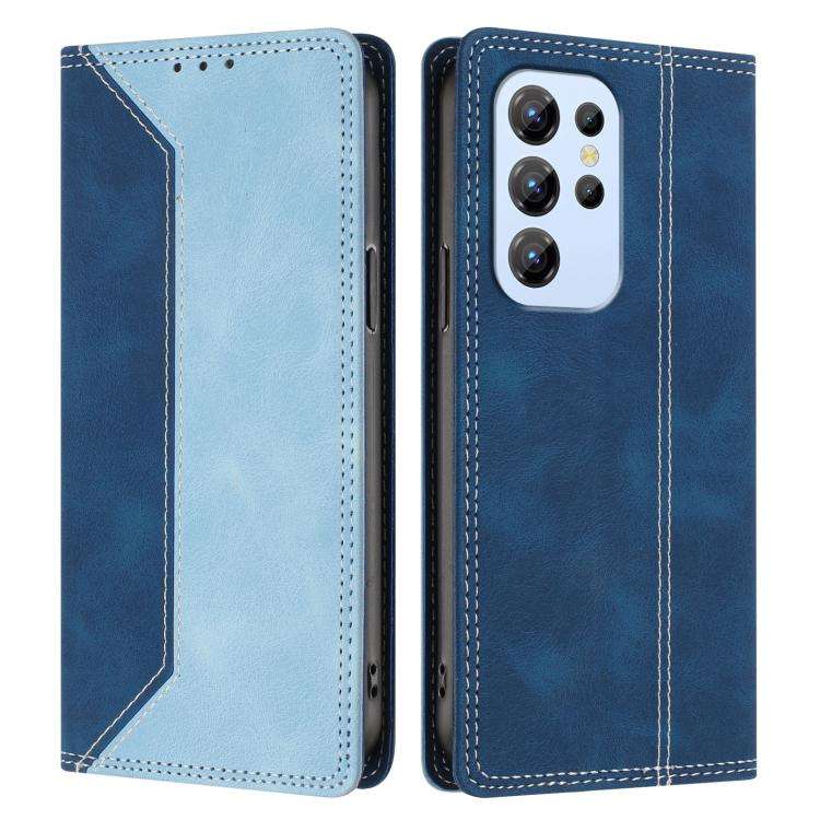 For Oukitel C1 / C1 Pro Skin Feel Two-tone RFID Blocking Vegan Leather Phone Case(Light Blue)