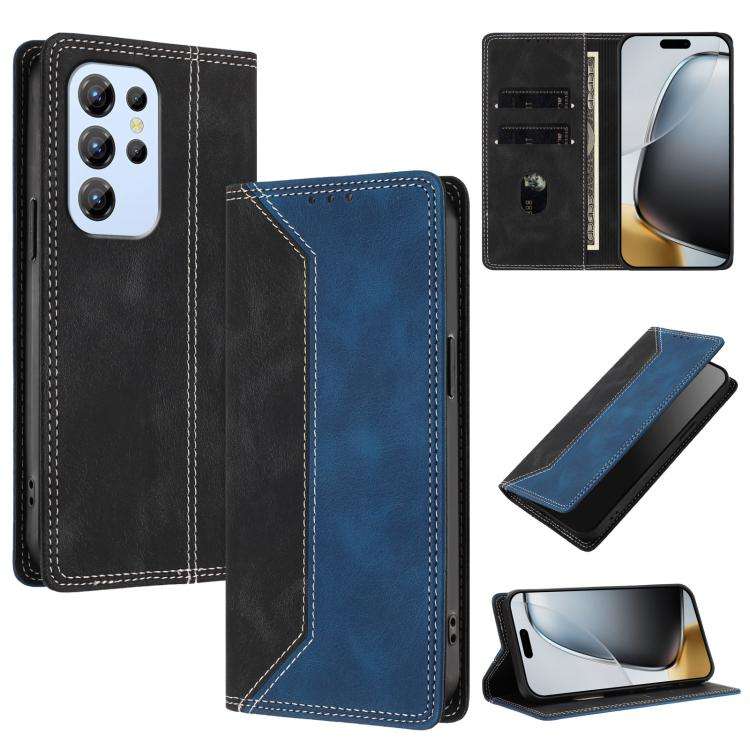 For Oukitel C1 / C1 Pro Skin Feel Two-tone RFID Blocking Vegan Leather Phone Case(Blue)