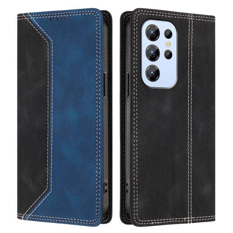 For Oukitel C1 / C1 Pro Skin Feel Two-tone RFID Blocking Vegan Leather Phone Case(Blue)