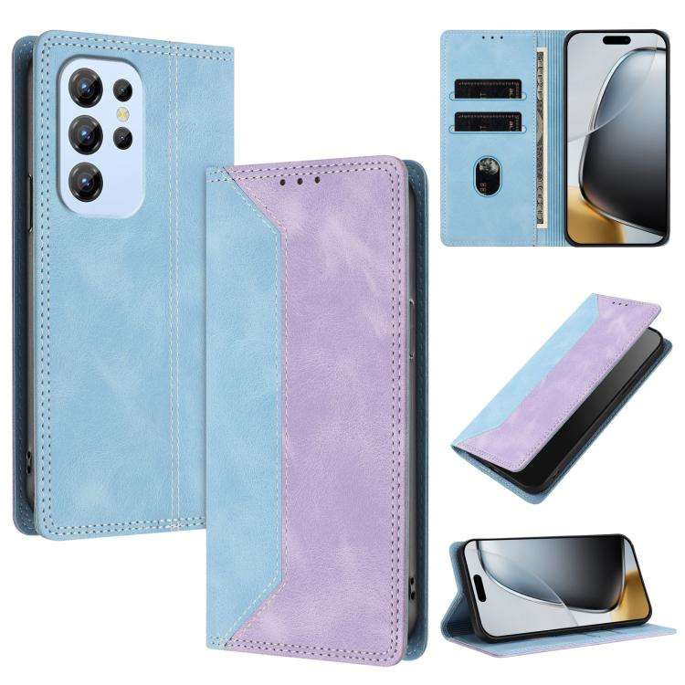 For Oukitel C1 / C1 Pro Skin Feel Two-tone RFID Blocking Vegan Leather Phone Case(Purple)