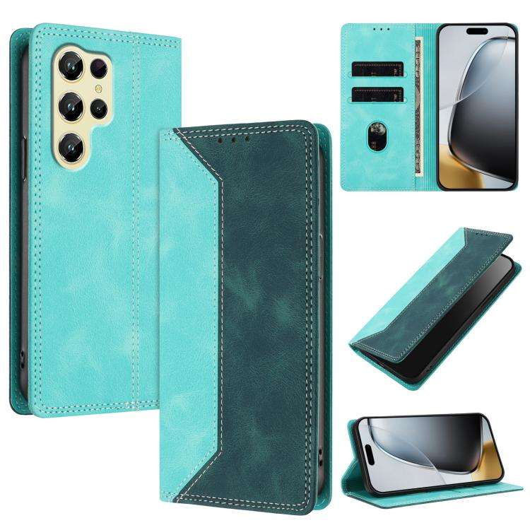 For Oukitel C61 / C61 Pro Skin Feel Two-tone RFID Blocking Vegan Leather Phone Case(Dark Green)