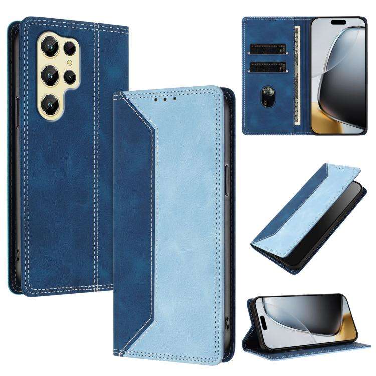 For Oukitel C61 / C61 Pro Skin Feel Two-tone RFID Blocking Vegan Leather Phone Case(Light Blue)